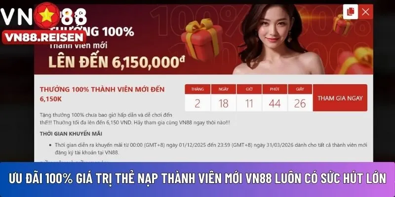 Ưu đãi 100% giá trị thẻ nạp